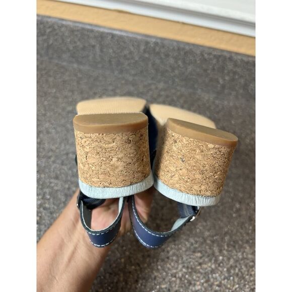 David Tate Comfort Sandals Womens 8 N Navy Blue Leather Slip On Wedge Sling Back - Picture 8 of 11